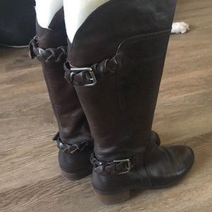 Brown leather boots